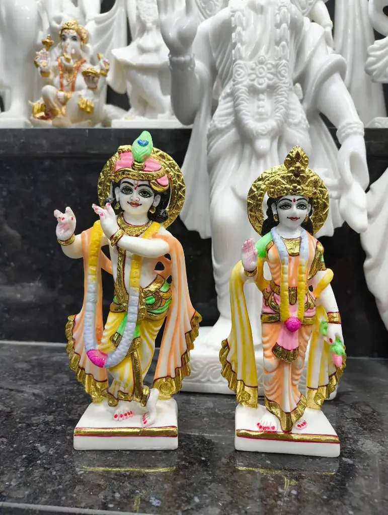 Radha Krishna Marble Dust Idol 9 Inch