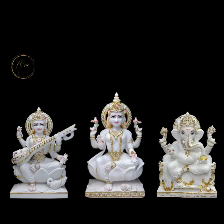 Ganesh Laxmi Saraswati Marble Idol