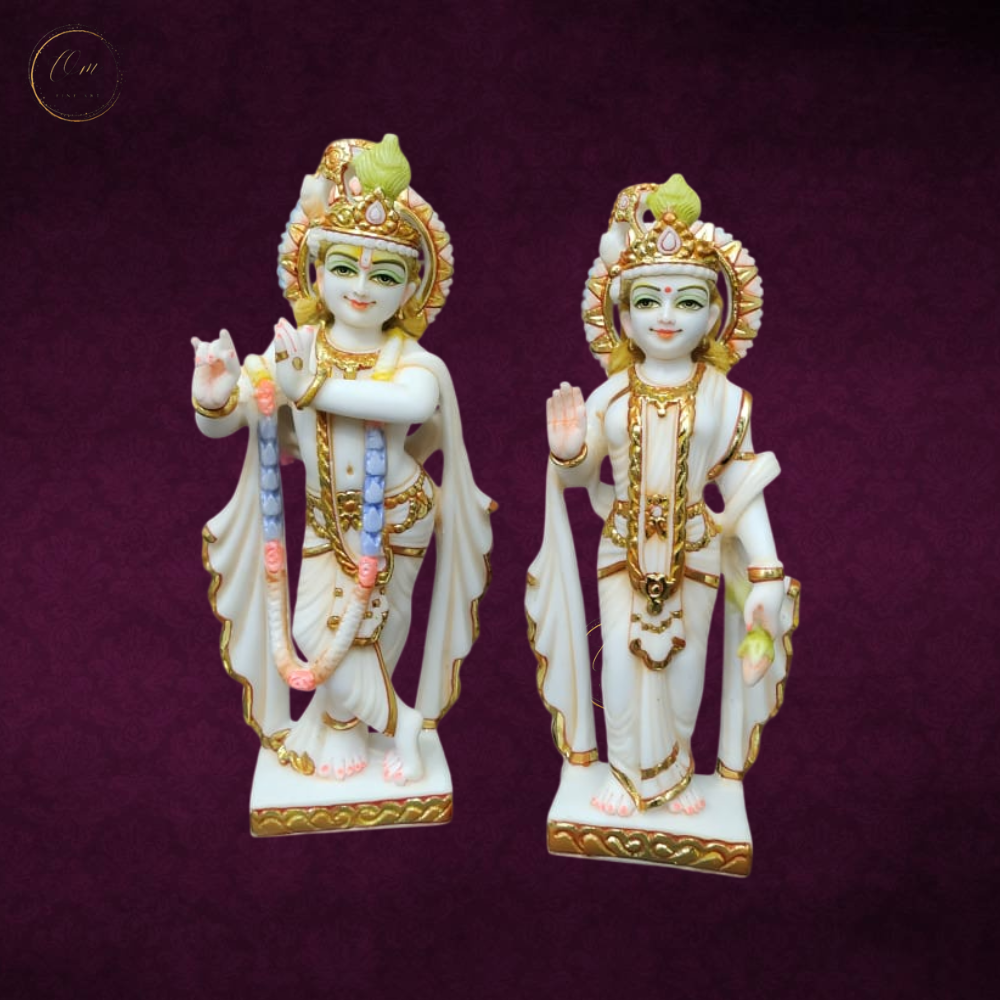 Radha Krishna Marble Dust Idol 12 Inches