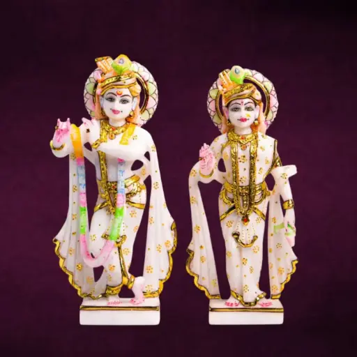 Radha Krishna Super White Marble Murti